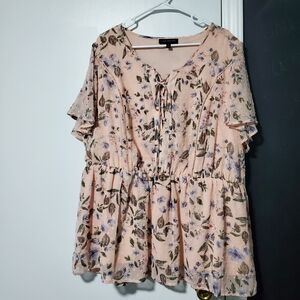 Lane Bryant Plus Size 22 Swiss Dots Peachy Colored Blouse New Without Tags